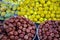 Close-up view of exotic fresh  fruits at asian street market