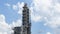 Close-up view of factory on oil refining. Petrochemical industrial plant on the classic blue sky background. Space for text.