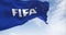 Close-up view of the Fifa flag waving in the wind