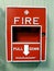 A close up view of a Fire safety alarm