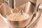 close up view of food processor whipping cream