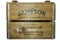 Close up view of front of irish whiskey   wooden box. Alcohol background