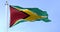 Close-up view of the Guyana national flag waving in the wind