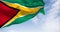 Close-up view of the Guyana national flag waving in the wind