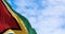 Close-up view of the Guyana national flag waving in the wind