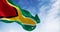 Close-up view of the Guyana national flag waving in the wind