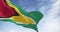 Close-up view of the Guyana national flag waving in the wind