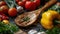 Close-up view of a handheld wooden kitchen utensil, emphasizing the grain of sustainably sourced wood, with fresh