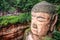 Close-up view of the head of Leshan Giant Buddha in Leshan China