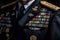 Close-Up View Of A High-Ranking Senior Officer\\\'s Uniform Adorned With Colorful Badges And Medals - Generative AI