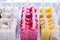 Close up view of ice cream fruits in a market. healthy lifestyle