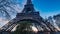 Close up view of the iconic Eiffel tower in Paris