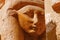 Close up view of an idol of Goddess Hathor, The cow goddess, Situated at the third floor of the Temple of Hatshepsut