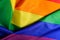 Close-up view of the LGBT pride flag. Concept of the Valentine day, freedom, equality