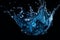 Close-up view of macro blue color liquid splash background