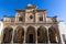 Close up view of Madonna del Sasso church from facade above Locarno city, a sanctuary and pilgrimage church in Orselina, on autumn