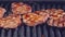 Close up view of man grilling meat steak, outdoors on a spring day. Healthy food concept.