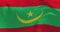 Close-up view of the Mauritania national flag waving in the wind