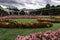 Close-up view of the Mirabell Palace gardens with the Hohensalzburg fortress in the background, Salzburg, Austria