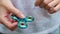 Close up view of modern fidget spinner.