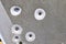 Close up view at multiple bullet holes in a german traffic sign on a countryroad