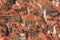 Close-up view of the old roofs with red tile, the old town of Kotor in Montenegro