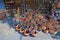 Close-up view of old souk souvenirs in Hrensko, Czech Republic. Handmade baskets and other souvenirs.