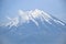 Close up view of the peak of Fuji mountain covered with snow
