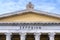 Close up view of the pediment of the Zappeion Hall`s facade neo-classical building