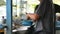 Close-up view of a penjual mie ayam bakso or meatball chicken noodle seller who is making chicken noodles for the buyer. Selective