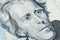 Close up view Portrait of Andrew Jackson on the one twenty dollar bill. Background of the money. 20 dollar bill with Andrew Jackso