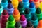 Close up view of rainbow colored markers