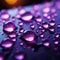 Close up view of raindrops on a window, kissed by purple light