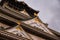 Close up view of the roofs of the Castle of Osaka