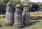 Close up view of sculptures of Dol Hareubangs inside of Spirited garden