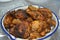 close-up view with selective focus of crispy basin pakora/pakoda or patties