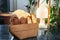 Close up view on served Sliced bread on marble table with copy space