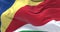 Close-up view of the Seychelles national flag waving in the wind