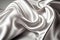 Close up view of shiny silver satin fabric, AI-generated image