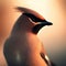 The close-up view showcases the striking colors of the Waxwing