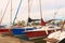 Close up view of small yachts anchored in Balatonfoldvar at Lake Balaton, Hungary