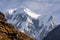 Close-up view of snowcapped summit in Annapurna range, Himalayas