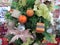 Close up view on some colorful decorations on a Christmas trees