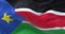 Close-up view of the South Sudan national flag waving in the wind