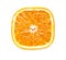 Close-up view square slice of orange