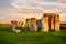 Close up view of Stonehenge monument.