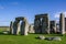 Close up view of Stonehenge monument.