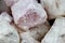 Close up view of sugar covered Turkish Delight pieces