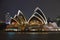 Close up view of Sydney Opera House at night