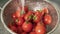Close-up view tomatoes washing